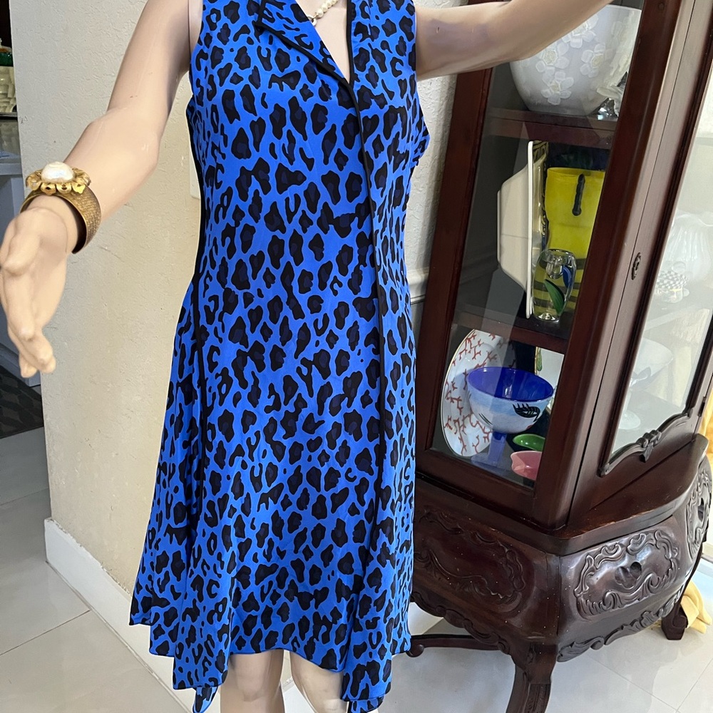 Diane Von Furstenberg Asymmetrical Blue and Black Dress